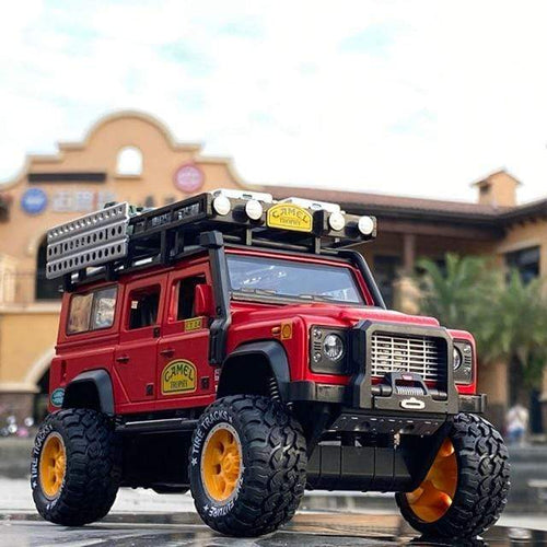 Planet Gates Red 1:28 Camel Cup Land Rover Defender Alloy Racing Car Model Diecasts & Toy Metal Toy Off-road Vehicles Model Collection Kids Gift