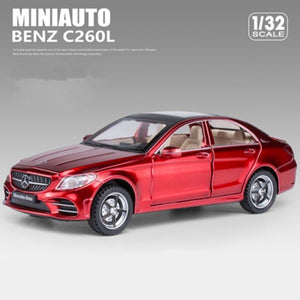 Planet Gates Red 1:32 Benzs C-Class C260L Alloy Car Model Diecasts Metal Toy Vehicles Car Model Collection Sound Light High Simulation Kids Gift