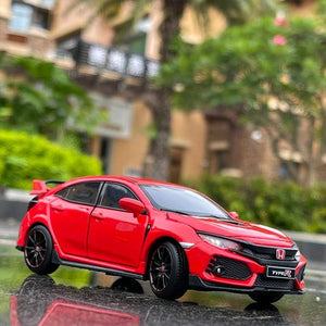 Planet Gates Red 1/32 HONDA Civic Type R FK8 Alloy Car Model Diecast Metal Simulation Toy Vehicles Car Model Sound Light Collection Kids Toy Gift