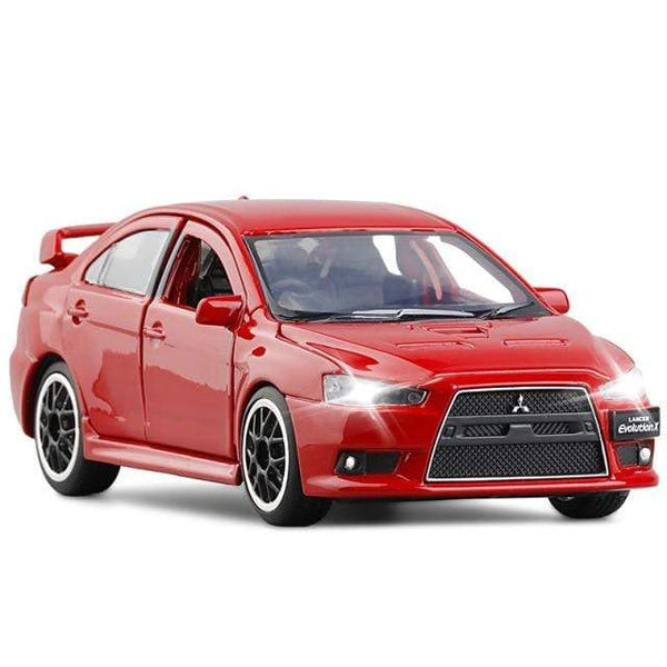Planet Gates Red 1:32 Mitsubishi JDM Lancer Evo X Open Door With Sound and Light Alloy Toy Car Model Ornaments For Children Gifts