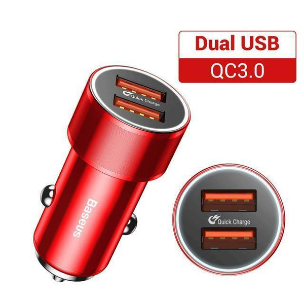 Planet Gates Red 1 36W Dual USB Quick Charge QC 3.0 Car Charger For iPhone USB Type-C PD Fast Charger Mobile Phone Quick Charger Car-Charger