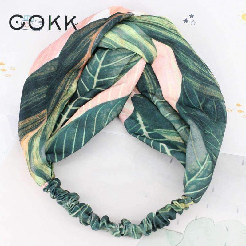 Planet Gates Red 1 COKK Wide Flower Hair Band Headband Hair Accessories For Women Girls Leaf Print Headband Vintage Cross Hairband Lady Hair Scarf