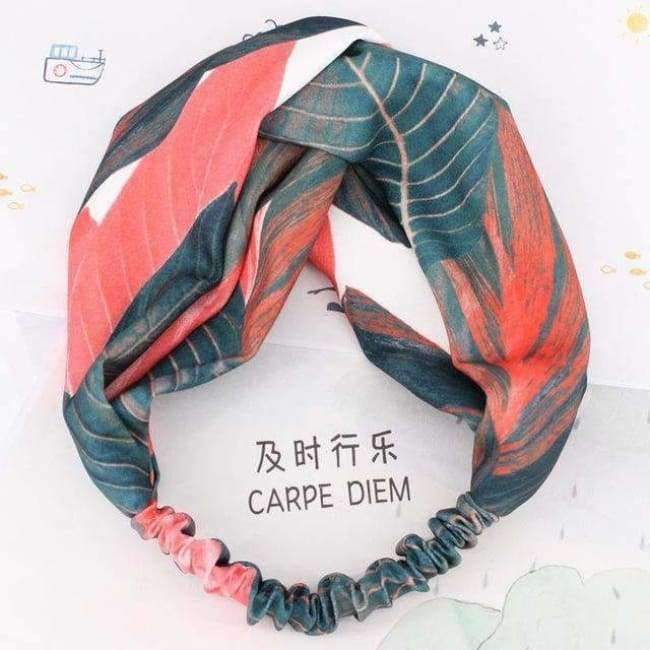 Planet Gates Red 1 COKK Wide Flower Hair Band Headband Hair Accessories For Women Girls Leaf Print Headband Vintage Cross Hairband Lady Hair Scarf