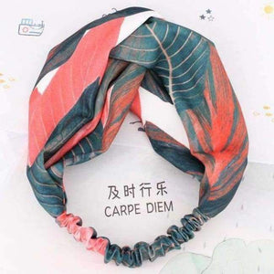 Planet Gates Red 1 COKK Wide Flower Hair Band Headband Hair Accessories For Women Girls Leaf Print Headband Vintage Cross Hairband Lady Hair Scarf