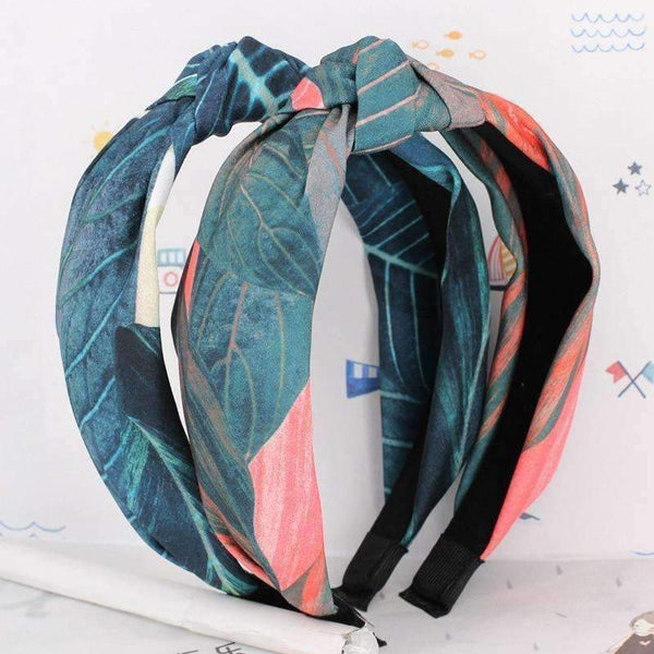 Planet Gates Red 1 COKK Wide Flower Hair Band Headband Hair Accessories For Women Girls Leaf Print Headband Vintage Cross Hairband Lady Hair Scarf