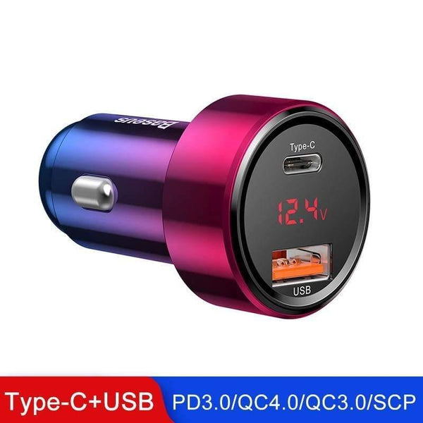 Baseus 45W Quick Charge 4.0 3.0 USB Car Charger for Xiaomi Mi Huawei Supercharge SCP QC4.0 QC3.0 Fast PD USB C Car Phone Charger