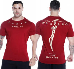 Men Gyms Fitness Short Sleeve Cotton T Shirt Muscle Man Summer Casual Fashion Personality Print Tee Tops High Street Clothing
