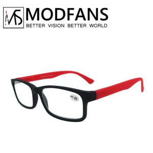 Planet Gates Red / +100 Reading Glasses for Men Women Rubber Ultra Light Hyperopia Square Frame Spring Hinge Comfortable with Diopter (Black/Red/Blue)