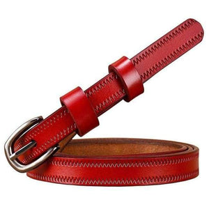 Planet Gates Red / 100cm Narrow genuine leather belts for women 2018 Fashion Pin buckle waist belt for jeans thin strap for dresses Second layer cowskin
