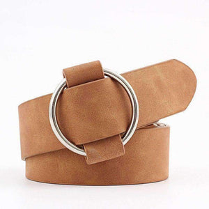 Planet Gates red / 103 Fashion Women Vintage Metal Round Buckle Waist Belt Waistband Needle-free Circle Casual Ladies Belt