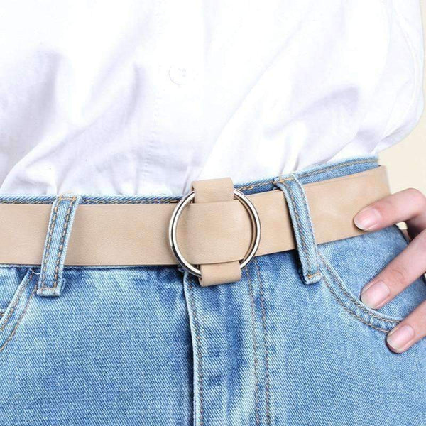 Planet Gates red / 103 Fashion Women Vintage Metal Round Buckle Waist Belt Waistband Needle-free Circle Casual Ladies Belt