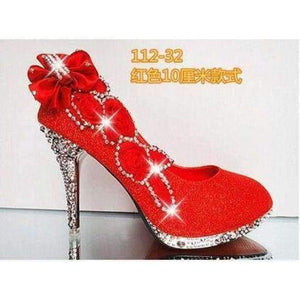 Planet Gates red 10cm / 4 2016 Glitter Gorgeous Wedding Bridal Evening Party Crystal High Heels Women Shoes Sexy Woman Pumps Fashion Bridal Shoes 9 color