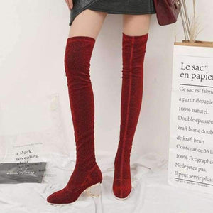Planet Gates Red / 11 SIMLOVEYO Women Boots Stretch Slim Thigh High Boots female Sexy Over the Knee Boots High Heel Shoes Botas feminino mujer  B706