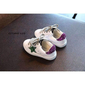 Planet Gates Red / 11 Toddler Fashion Sport Lace-Up Shoe Baby Girl Kid Glitter Sneaker Children Pu Leather Breathable Trainer F1830