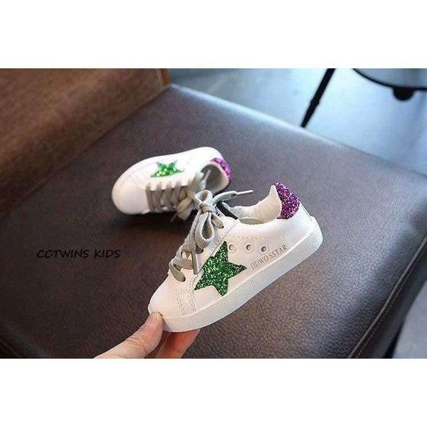 Planet Gates Red / 11 Toddler Fashion Sport Lace-Up Shoe Baby Girl Kid Glitter Sneaker Children Pu Leather Breathable Trainer F1830