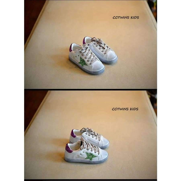 Planet Gates Red / 11 Toddler Fashion Sport Lace-Up Shoe Baby Girl Kid Glitter Sneaker Children Pu Leather Breathable Trainer F1830