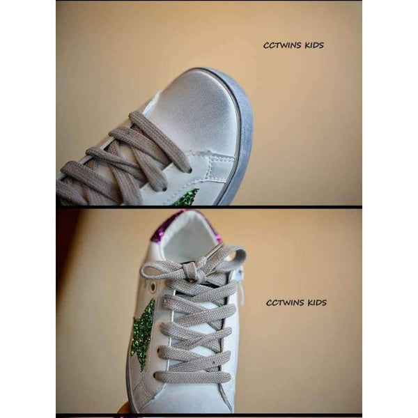 Planet Gates Red / 11 Toddler Fashion Sport Lace-Up Shoe Baby Girl Kid Glitter Sneaker Children Pu Leather Breathable Trainer F1830