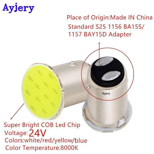 Planet Gates Red / 1156 BA15S 24V 10X Super Bright COB 12 SMD S25 1156 BA15S P21W 1157 BAY15D P21/5W White Red Brake Light Tail Light Signal Car Light