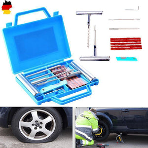 Planet Gates Red 11Pcs Car Motorcycle Bike Emergency Heavy Duty Tubeless Tire Puncture Repair Kit Plug Set Car Tyre Repair Kit