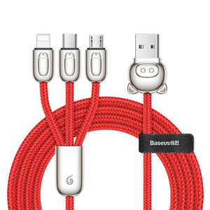 Planet Gates Red / 120cm Baseus USB Cable For iPhone Xs Max X Xr 3 in 1 Micro USB Cable Fast Charging Charger USB Type C Type-c Cable Mobile Phone Cables