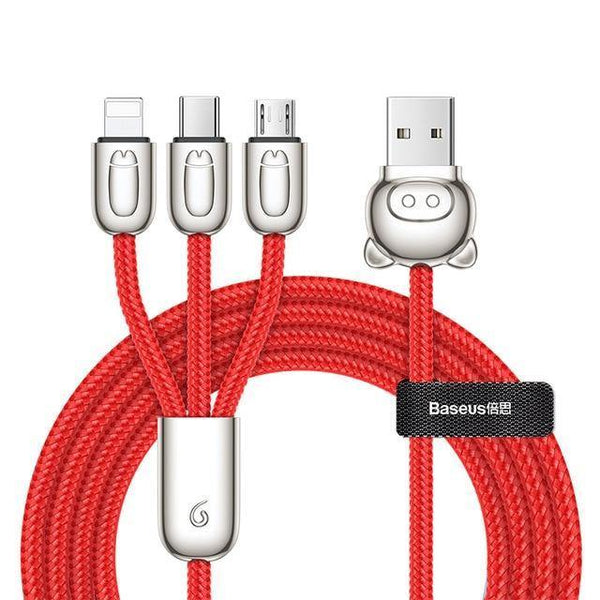 Planet Gates Red / 120cm Baseus USB Cable For iPhone Xs Max X Xr 3 in 1 Micro USB Cable Fast Charging Charger USB Type C Type-c Cable Mobile Phone Cables