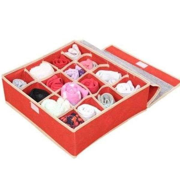 Planet Gates red 16 grids Underwear organization Non-woven foldable storage box for bra socks underwear storage various grid home organizer