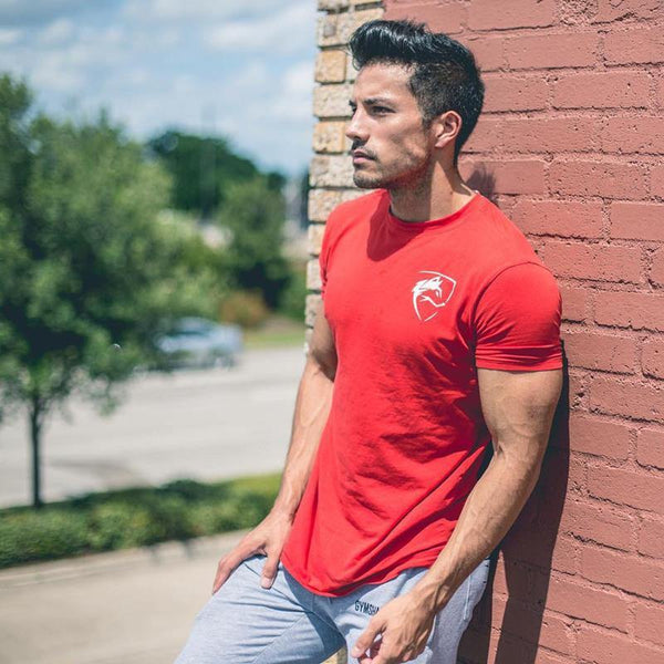 Men Cotton Short Sleeve T-shirt New Casual Print Slim Fit Shirt Male Jogger Gyms Fitness Crossfit Tees Tops Clothing