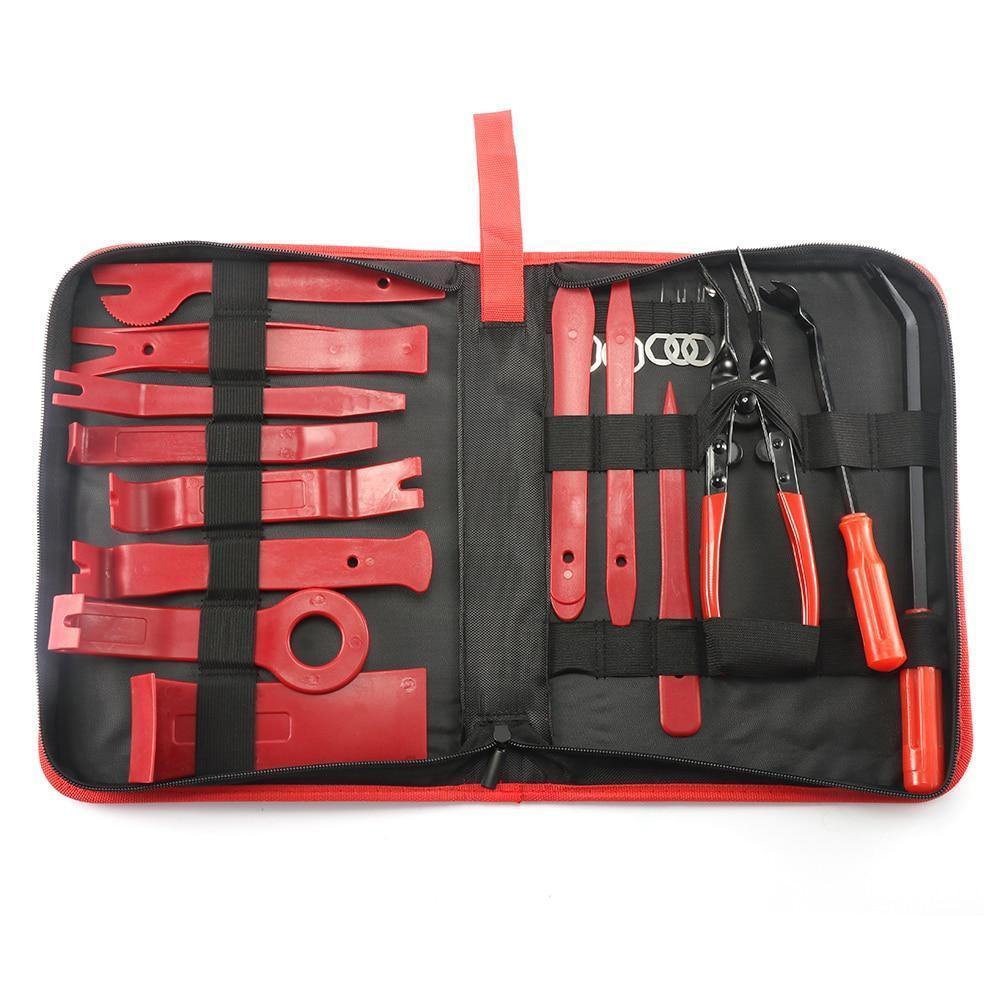 Planet Gates Red 19pcs/set Auto Car Radio Panel Door Clip Panel Trim Dash Audio Removal Installer Pry Kit Repair Tool Car-Styling
