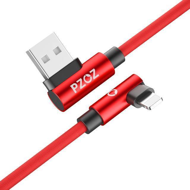 Planet Gates Black / 1m PZOZ 2M For iphone XS MAX Xr X 7 6 usb cable 90 Degree Fast Charging cord 8 pin cable Mobile phone data Charger Adapter Cables