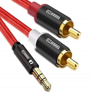 Planet Gates Red / 1m RCA Cable 3.5mm Jack to 2 RCA Aux Cable 3.5 mm to 2RCA Adapter Splitter Audio Cable for TV Box Audio Home Theater Speaker Wire