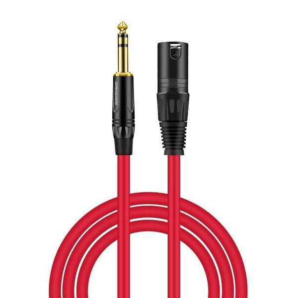 Planet Gates Red / 1m TRS 6.35mm (1/4 Inch) to 3 Pin XLR Balanced Cable, 1/4 Inch Male to Male TRS Cable Cord for Mic, Platform, DJ Pro and More