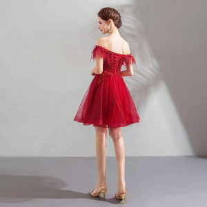 Planet Gates Red / 2 / China Cocktail Dresses Red Boat Neck Tassel Crystal Knee-Length Ball Gowns Plus size high Grade LX1233 vestido coctel