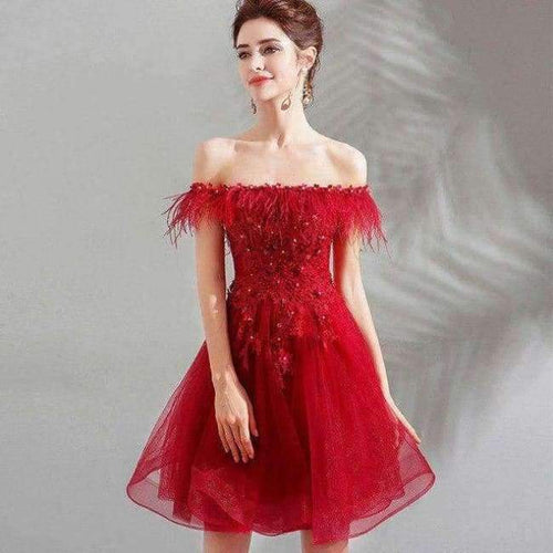 Planet Gates Red / 2 / China Cocktail Dresses Red Boat Neck Tassel Crystal Knee-Length Ball Gowns Plus size high Grade LX1233 vestido coctel