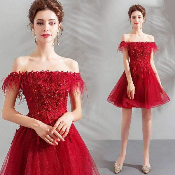 Planet Gates Red / 2 / China Cocktail Dresses Red Boat Neck Tassel Crystal Knee-Length Ball Gowns Plus size high Grade LX1233 vestido coctel