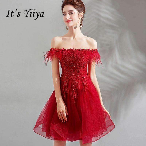 Planet Gates Red / 2 / China Cocktail Dresses Red Boat Neck Tassel Crystal Knee-Length Ball Gowns Plus size high Grade LX1233 vestido coctel