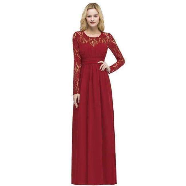 Planet Gates Demoiselle D'honneur Multi-Colors Long Sleeve Lace Bridesmaid Dresses 2018 Charming Chiffon Wedding Party Dresses Long