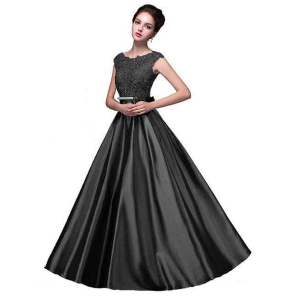 Planet Gates Red / 2 Long Lace Dark Pink Evening Dresses 2018 A-line Floor-Length Formal Party Prom Dresses O-neck Sleeveless Bow