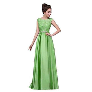 Planet Gates Red / 2 Long Lace Dark Pink Evening Dresses 2018 A-line Floor-Length Formal Party Prom Dresses O-neck Sleeveless Bow