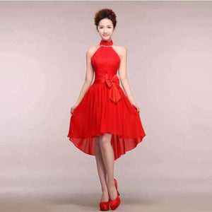Planet Gates Red / 2 New sleeveless Halter white color Ankle-Length bride girls Bridesmaid dresses