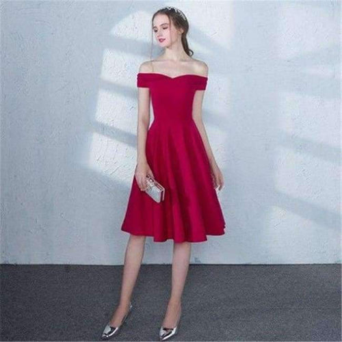 Planet Gates Red / 2 Popular R Off The Shoulder Fashion Designer Elegant Cocktail Gowns Knee-Length Cocktail Dress LX385