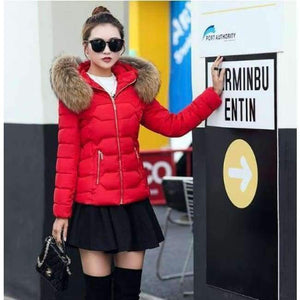 Planet Gates red 2 / S New Fashion Winter Jacket Women Fake Raccoon Fur Collar Winter Coat Women Parkas Warm Down Jacket Female outerwear