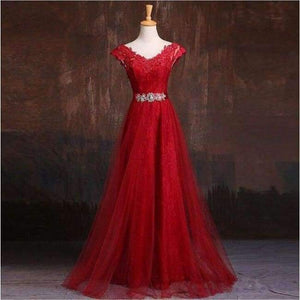 Planet Gates red / 2 Sleeveless Lace Formal Dress Blue Evening Dress A-Line Prom Party Dress Solid Crystal Evening Gowns Vestido de Festa
