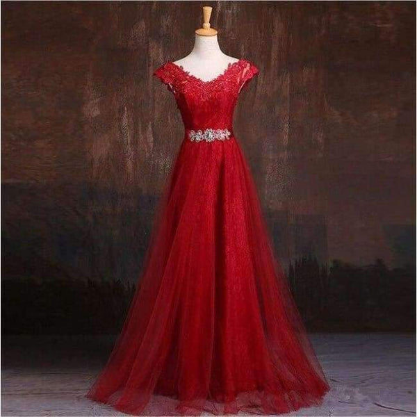 Planet Gates red / 2 Sleeveless Lace Formal Dress Blue Evening Dress A-Line Prom Party Dress Solid Crystal Evening Gowns Vestido de Festa