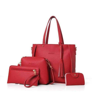 Planet Gates red / (20cm<Max Length<30cm) Women Bag Set Top-Handle Big Capacity Female Tassel Handbag Fashion Shoulder Bag Purse Ladies PU Leather Crossbody Bag