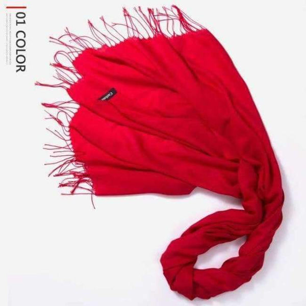 Planet Gates Red / 216cmX65cm Autumn and Winter Scarf Women Fashion Solid Cashmere scarves for Women Shawls and Wraps 35 Colours