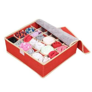 Planet Gates red 24 grids Underwear organization Non-woven foldable storage box for bra socks underwear storage various grid home organizer