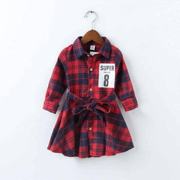 Planet Gates Red / 24M Girls Long Sleeve Plaid Dresses Children Cotton Dresses Toddler Clothing Baby Girl Clothing Kids Preppy Dresses Branca De Neve