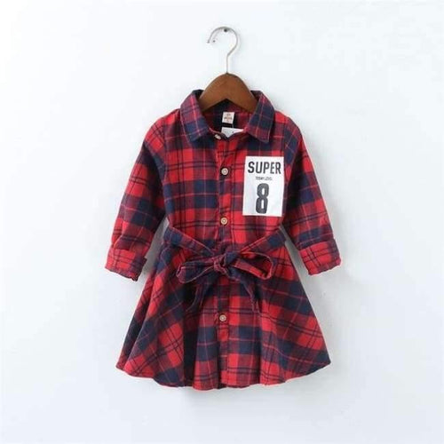 Planet Gates Red / 24M Girls Long Sleeve Plaid Dresses Children Cotton Dresses Toddler Clothing Baby Girl Clothing Kids Preppy Dresses Branca De Neve