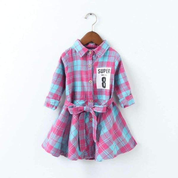Planet Gates Red / 24M Girls Long Sleeve Plaid Dresses Children Cotton Dresses Toddler Clothing Baby Girl Clothing Kids Preppy Dresses Branca De Neve