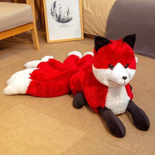 1PC Cute Soft White Red Nine Tails Fox Plush Toys Stuffed Animals Nine-Tailed Fox Kyuubi Kitsune Dolls Creative Gifts For Girls